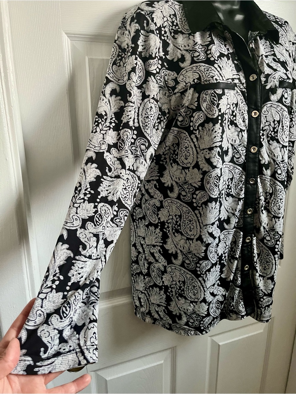 Vintage Y2K Le Grenier Paisley Blouse Top Large Whimsigoth Dark Boho Retro black - Picture 2 of 5